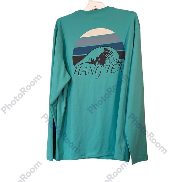 Men's Crew Neck Shirt, Hang Ten, M, Green, NWT - Picture 4 of 5